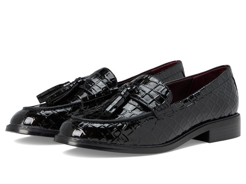 フランコサルト レディース シューズ スリッポン・ローファー Franco Sarto Carolyn Low Slipons Black Croco Faux Leather ブラック