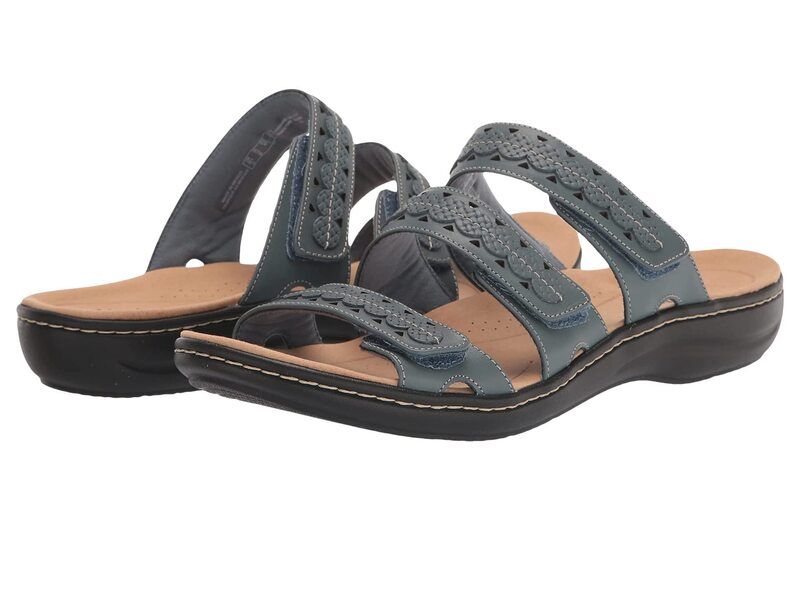 クラークス レディース シューズ サンダル Clarks Laurieann Cove Blue Grey Leather グレー