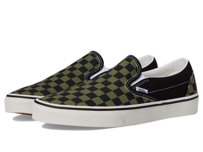 バンズ メンズ シューズ スニーカー Vans Classic Slip On Checkerboard Pop Check Loden Green グリーン