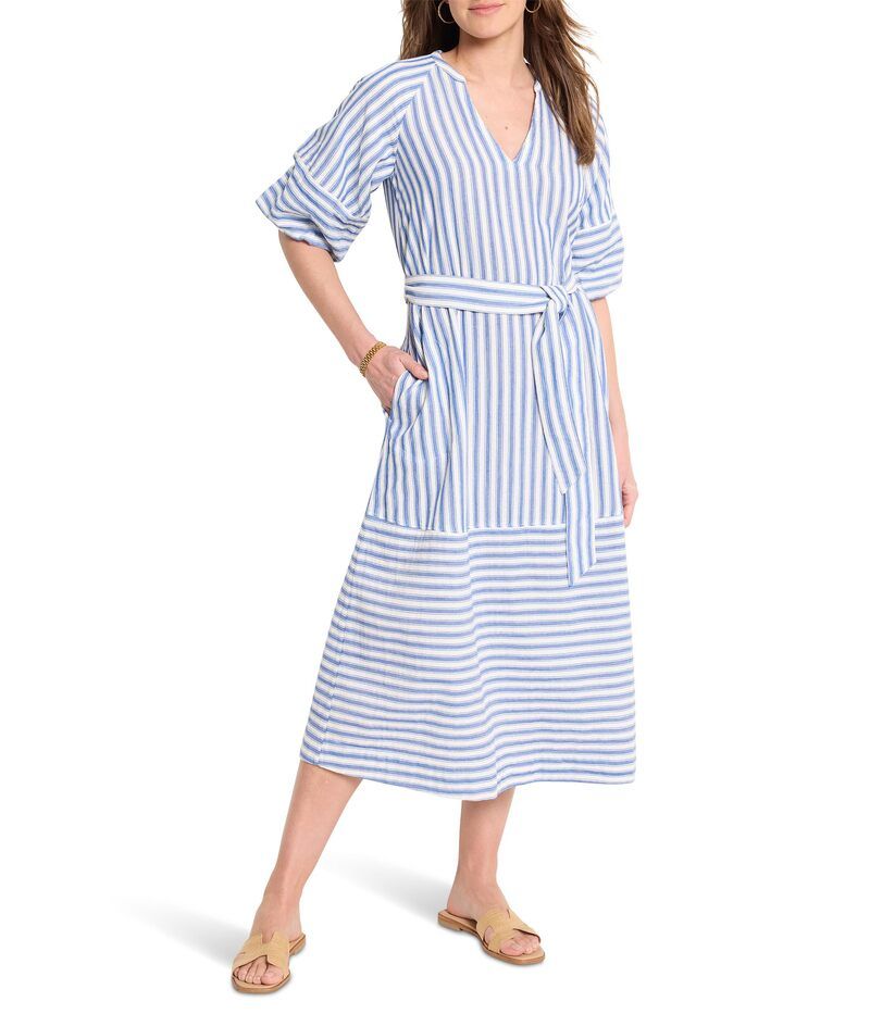 ニックプラスゾーイ レディース トップス ワンピース NICZOE Double Gauze Mixed Stripe Dress Blue Multi ブルー