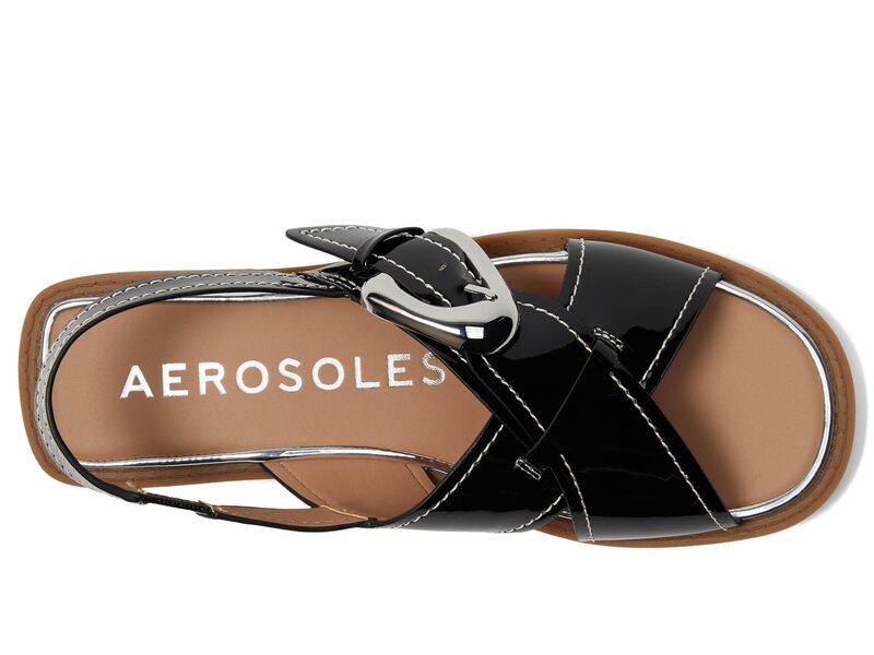 エアロソールズ レディース シューズ サンダル Aerosoles Cassa Black Patent Faux Leather ブラック エアロソールズ レディース シューズ サンダル Aerosoles Cassa Black Patent Faux Leather ブラック