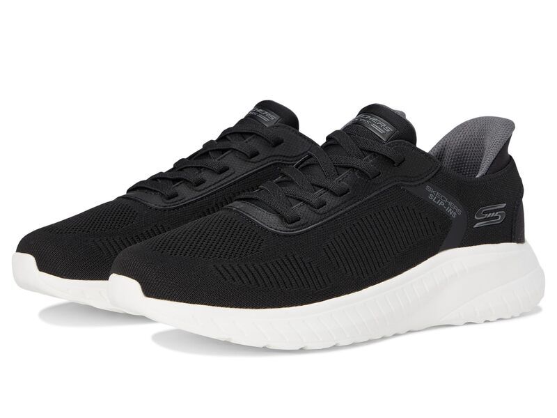 スケッチャーズ メンズ シューズ スニーカー BOBS from SKECHERS Hands Free SlipIns Squad Chaos Solid Step BlackWhite ホワイト