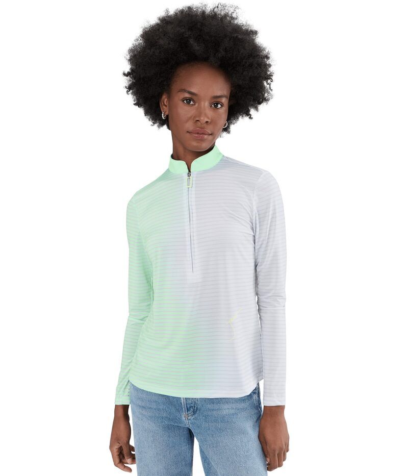 ジャイミーサドック レディース トップス シャツ ハーフジップ Jamie Sadock Sunsense Gradient Stripe Long Sleeve Quarter Zip Green グリーン
