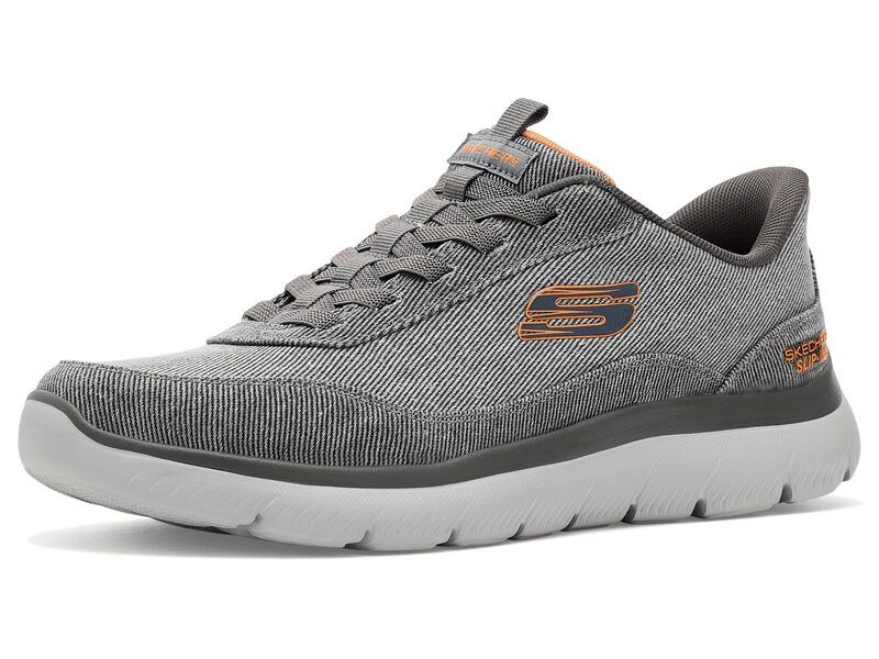 スケッチャーズ メンズ シューズ スニーカー SKECHERSummits Canvas Hands Free SlipIn CharcoalOrange チャコール