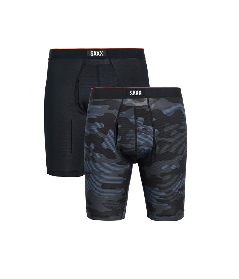 サックスアンダーウェアー メンズ ボクサーパンツ メッシュ SAXX UNDERWEAR MultiSport Mesh Long Boxer Briefly 2Pack Remote CamoBla マルチカラー