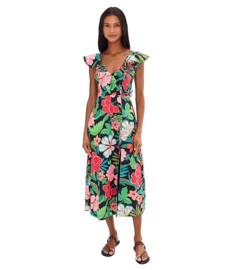 アドリアナ パペル レディース トップス ワンピース フラワー柄 プリント ミディ フラワー Adrianna Papell 3D Floral Print Midi Dress Black Multi ブラック