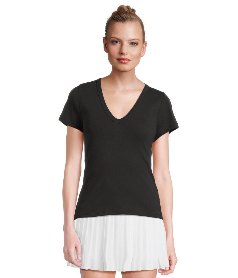 リラピー レディース トップス シャツ Vネック Lilla P Short Sleeve VNeck Black ブラック