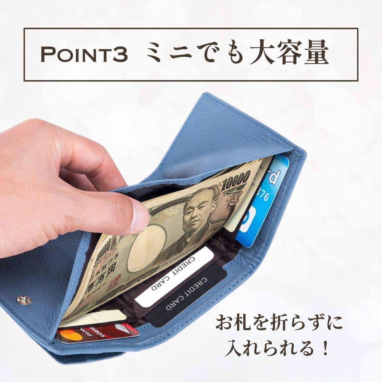 牛革 三つ折りミニ財布 パープル 紫 - メルカリ