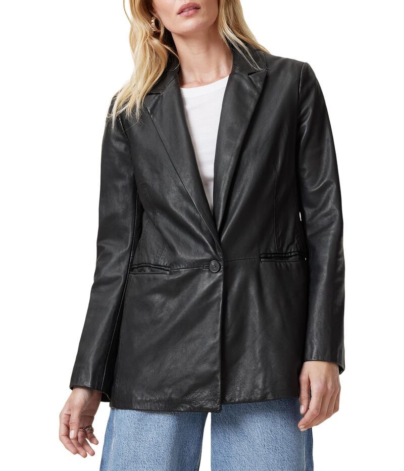 オールセインツ レディース アウター コート ブレザー レザー AllSaints Deri Leather Blazer Black ブラック