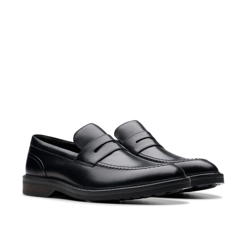 クラークス メンズ シューズ スリッポン・ローファー Clarks Aldwin Step Black Leather ブラック