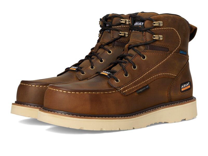 アリアト メンズ シューズ ブーツ・レインブーツ Ariat Rebar Wedge Moc Toe 6 Waterproof Composite Toe Work Boots Distressed Brow