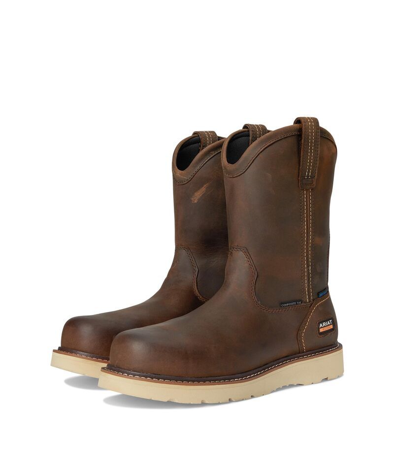 アリアト メンズ シューズ ブーツ・レインブーツ Ariat Rebar Wedge PullOn Waterproof Composite Toe Work Boots Distressed Brow