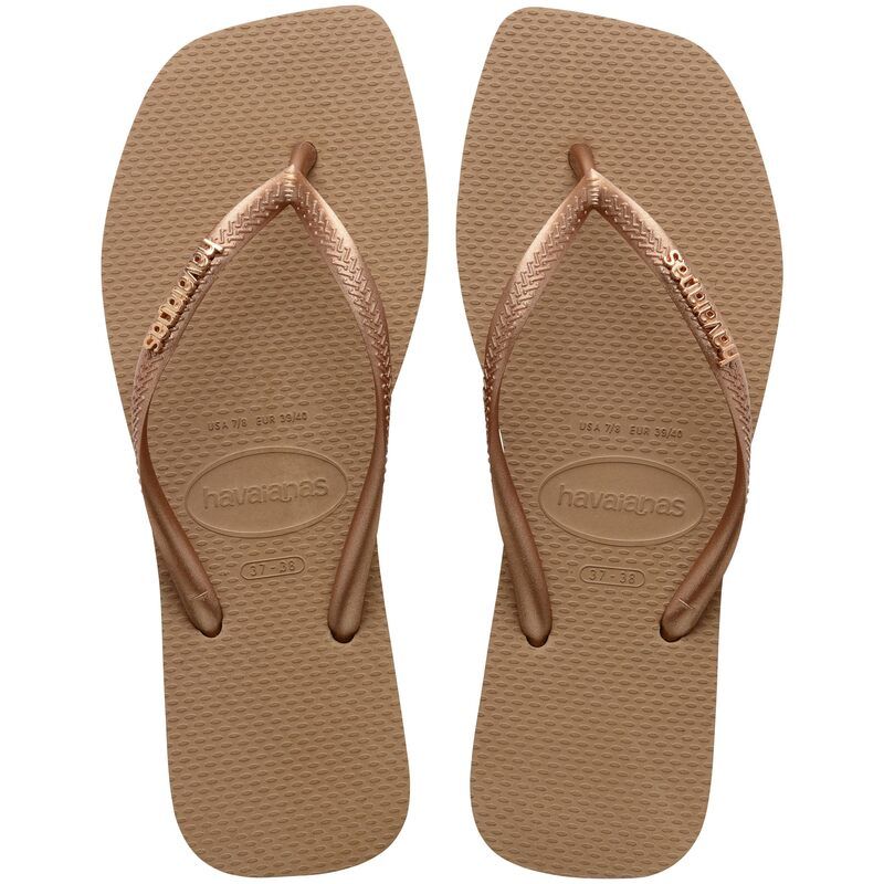 ハワイアナス レディース シューズ サンダル トール ロゴ Havaianas Slim Square Logo Metallic FlipFlop Rose GoldRose ゴールド