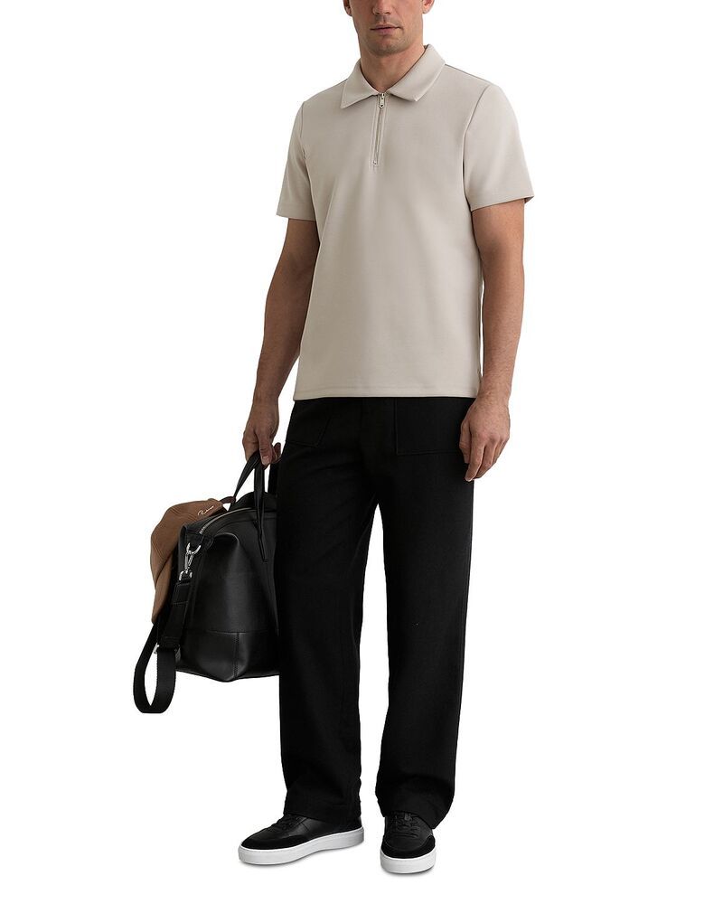 レイス メンズ トップス ポロシャツ ハーフジップ REISS Interlock Half Zipolo Shirt Stone ストーン