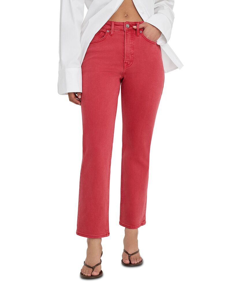 グッドアメリカン レディース ボトムス デニムパンツ ストレート アンクル ジーンズ Good American Good Icon Mid Rise Straight Leg Ankle Jeans in Cherry Red レッド