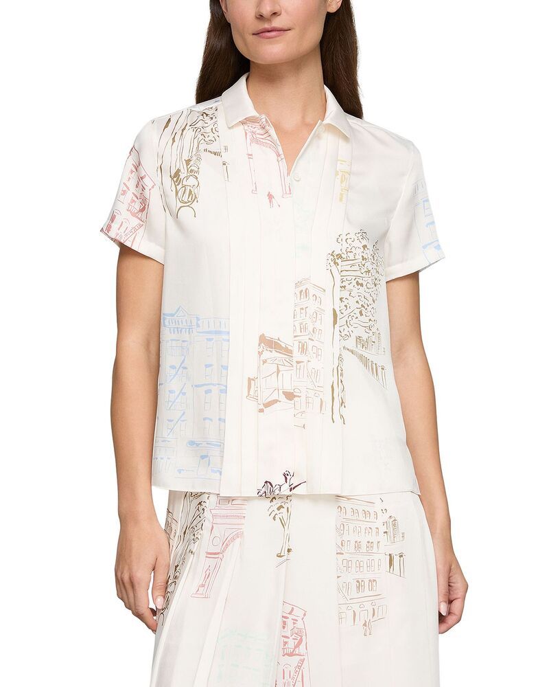 ラファイエットワンフォーエイト レディース トップス シャツ プリーツ ブラウス Lafayette 148 New York Short Sleeve Pleated Front Blouse Cloud Multi マルチカラー