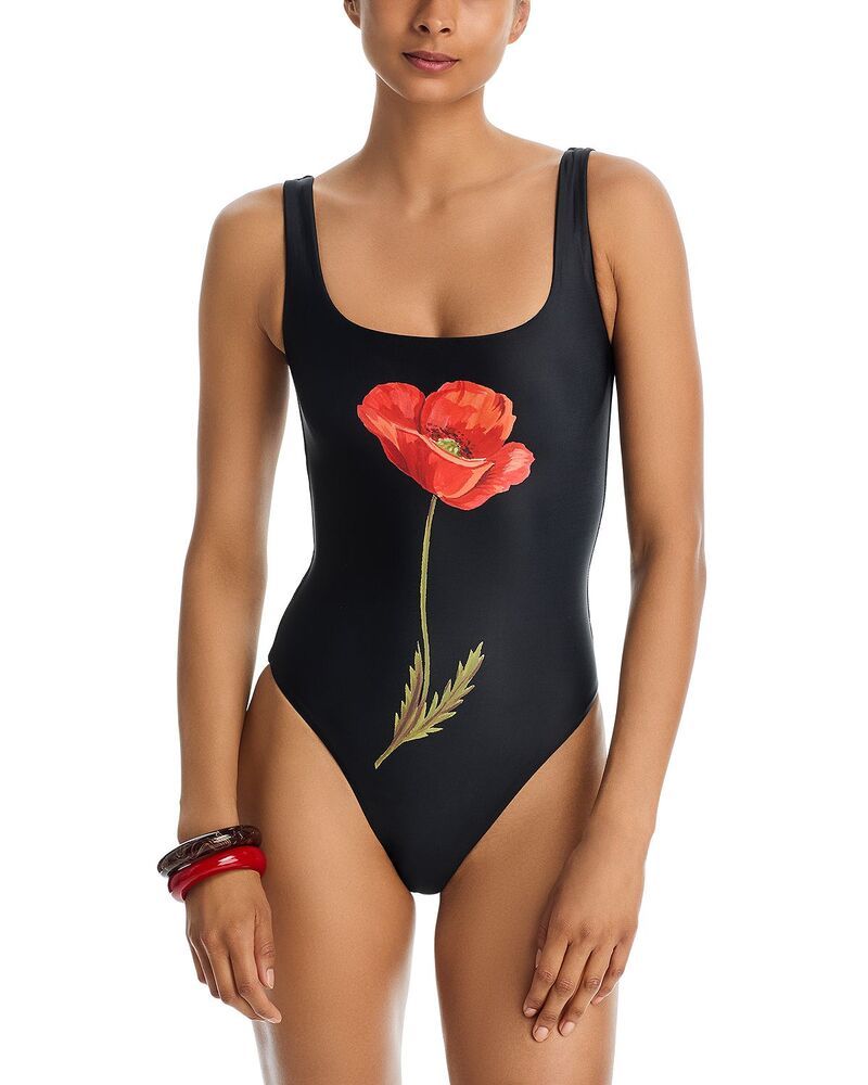 アクア レディース 水着 上下セット プリント AQUA Printed One Piece Swimsuit Exclusive Black Floral ブラック