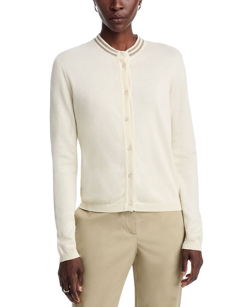 ファビアナ フィリッピ レディース アウター カーディガン Fabiana Filippi Stitched Trim Cardigan Open White ホワイト 123,400円