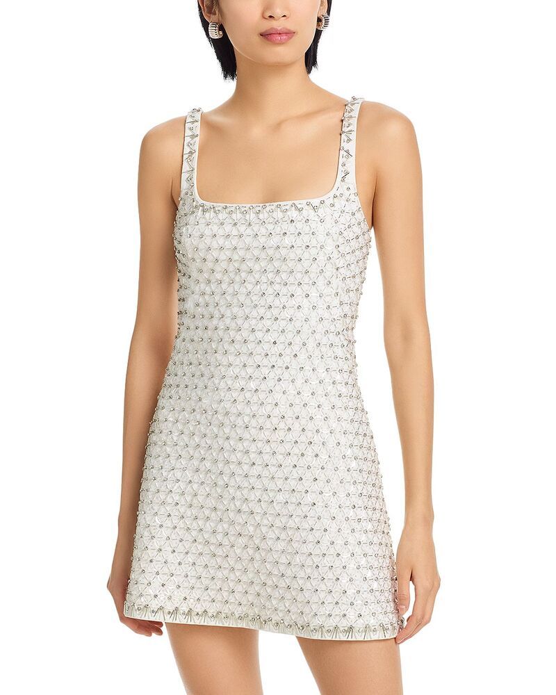 シムカイ レディース トップス ワンピース ミニ ノースリーブ SIMKHAI Ziva Sleeveless Embellished Mini Dress White ホワイト