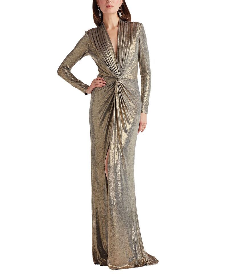 タダシショージ レディース トップス ワンピース ドレープ トール Tadashi Shoji Ferrumetallic Twist Drape Gown Smoke Pearl パール