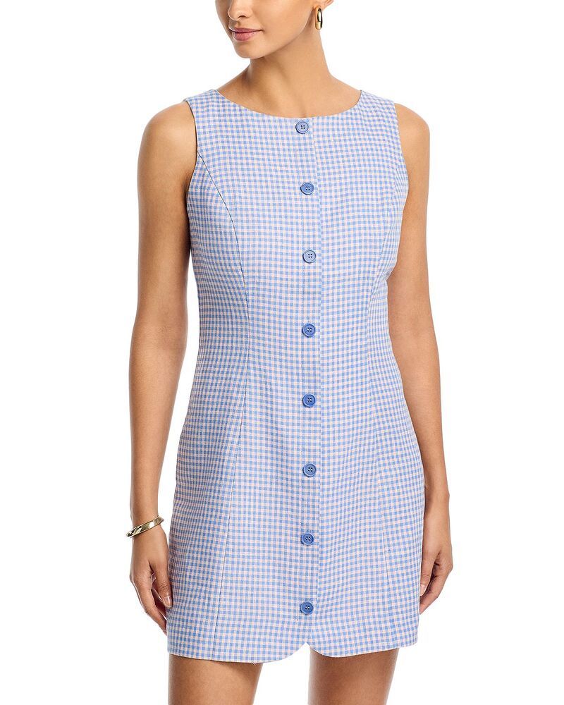 リフォーメーション レディース トップス ワンピース リネン Reformation Zarae Linen Dress Exclusive Stellar Check チェック
