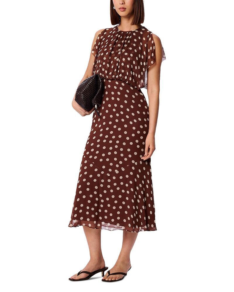 ホイッスルズ レディース トップス ワンピース ドット柄 ドット プリント ミディ Whistles Polka Dot Print Midi Dress BrownMulti ブラウン