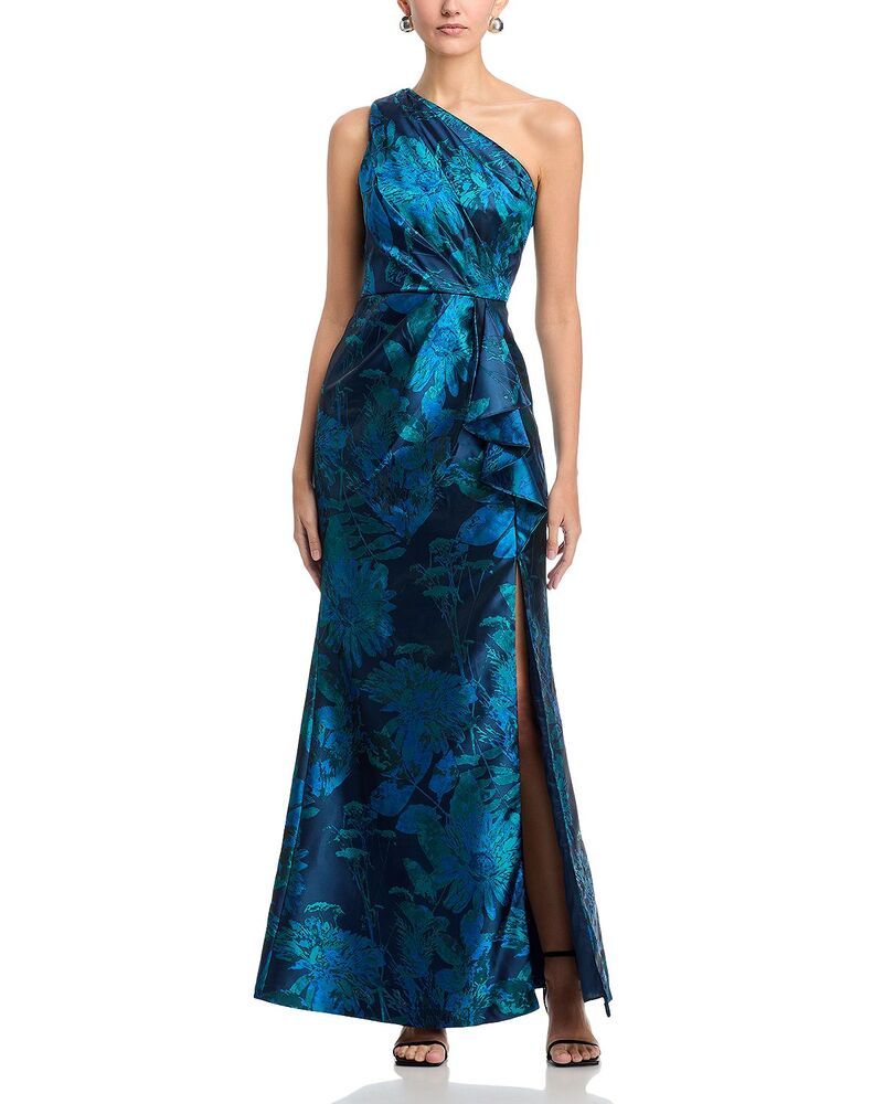 アドリアナ パペル レディース トップス ワンピース Adrianna Papell One Shoulder Jacquard Gown Ap Cobmult