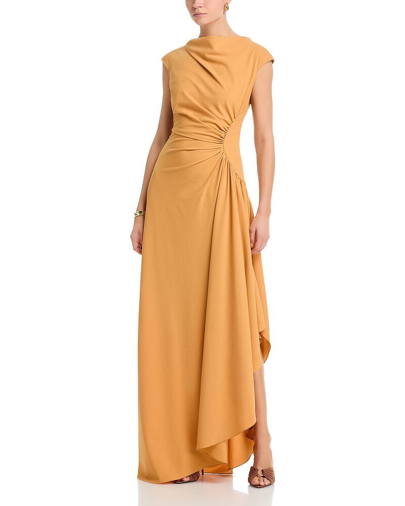 アムサール レディース トップス ワンピース Amsale Cowlneck Side Gatheredress Apricot アプリコット