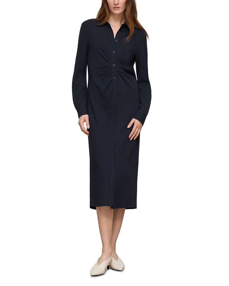 ラファイエットワンフォーエイト レディース トップス ワンピース シャツ Lafayette 148 New York Long Sleeve Button Front Shirt Dress Ink