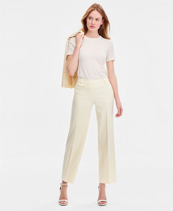 アンクライン レディース ボトムス カジュアルパンツ Anne Klein Womens Liberty Stretchigh Rise WideLeg PullOn Pants Whisper Yellow イエロー