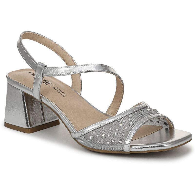 ライフストライド レディース シューズ サンダル ヒール LifeStride Cheyenne Womenslingback Heelsilver Mesh シルバー
