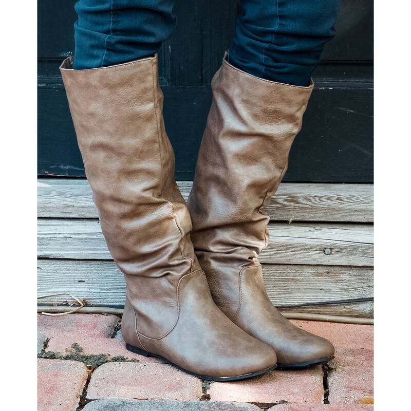 ジャーニー レディース シューズ ブーツ・レインブーツ Journee Jayne Round Toe Womens Riding Boots Gray Suede グレー