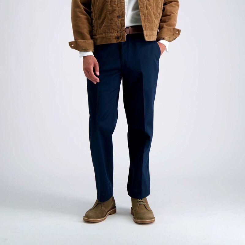 ハガー レディース ボトムス カジュアルパンツ Mens Haggar Iron Free Premium Khaki ClassicFit Flat Front Hidden Comfort Waistband Casual Pant Navy ネイビー