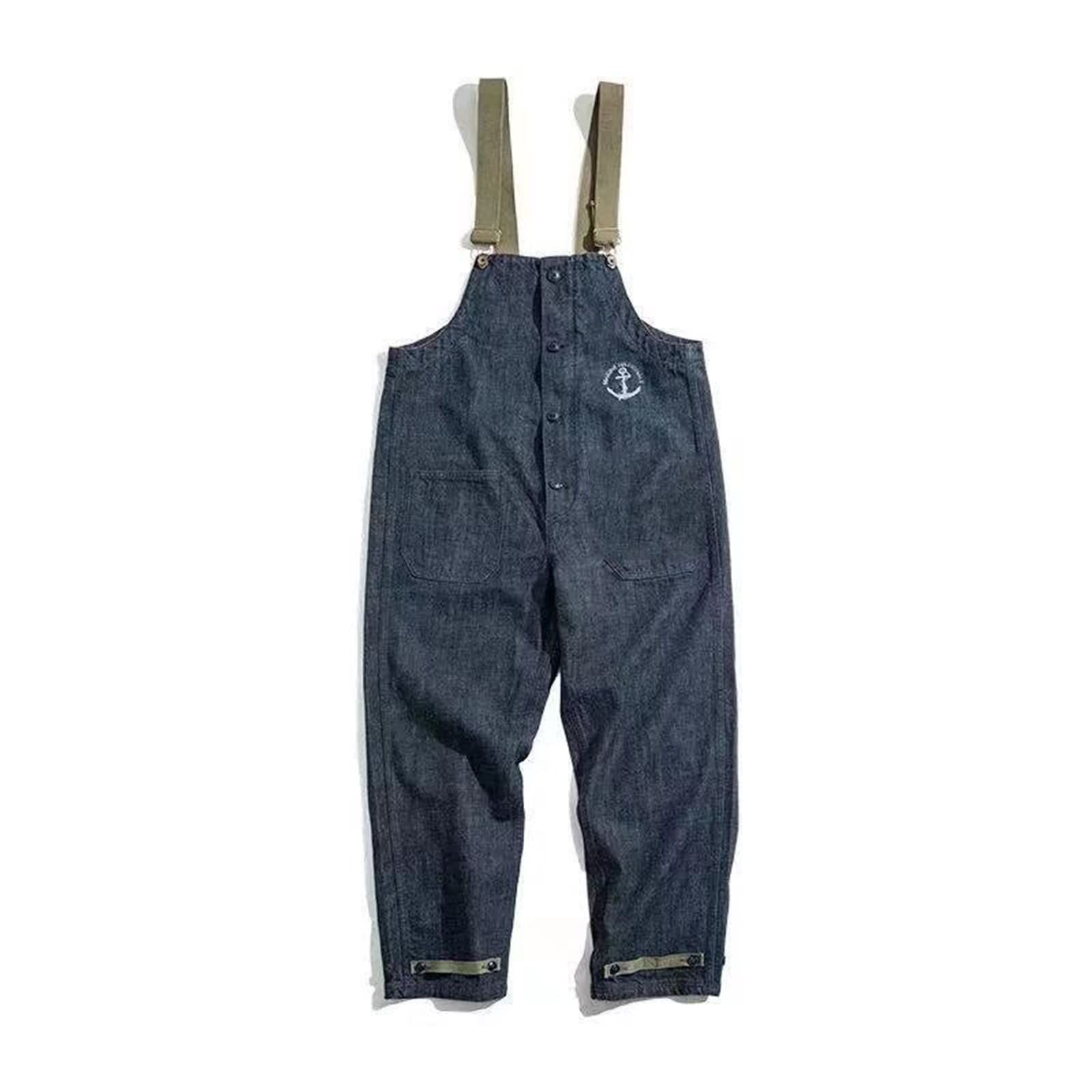 新品 [Mglesmuu] オーバーオール メンズ デニムサロペット 海軍デッキパンツ カジュアルパンツ カーゴパンツ キャップパン アウトドア ワイドパンツ ストリート系 服 作業服 デニムパンツ 大きいサイズ (ブルーXXL2XL)