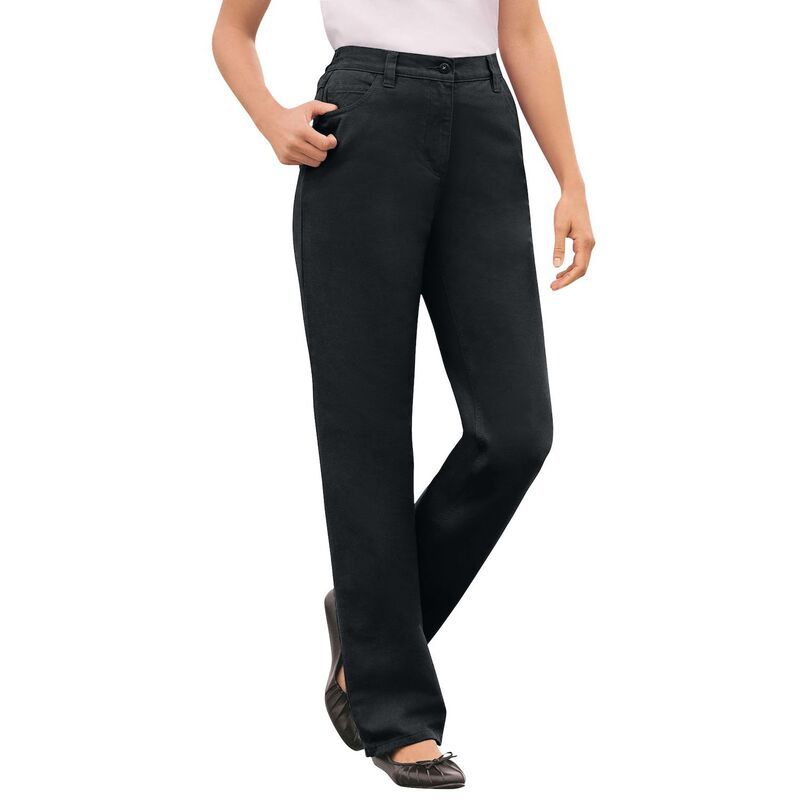 ウーマン ウィズイン レディース ボトムス デニムパンツ プラスサイズ トール コットン ジーンズ Woman Within Plusize Tall Perfect AllCotton BackElastic Denim Jeans Black ブラック