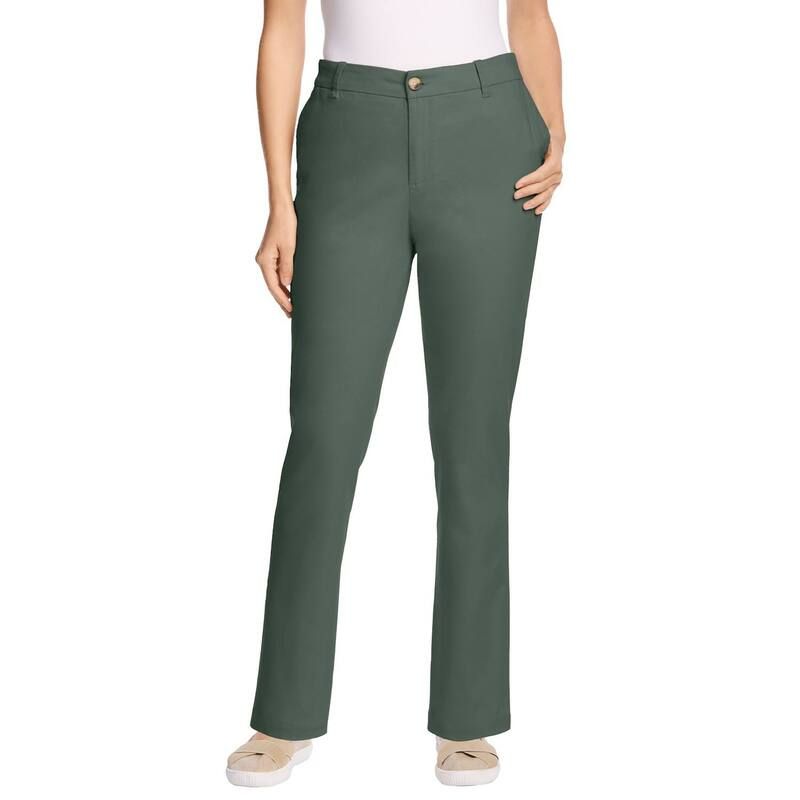 ウーマン ウィズイン レディース ボトムス カジュアルパンツ プラスサイズ Woman Within Plusize Adjustable WaistraightLeg Chino Pine