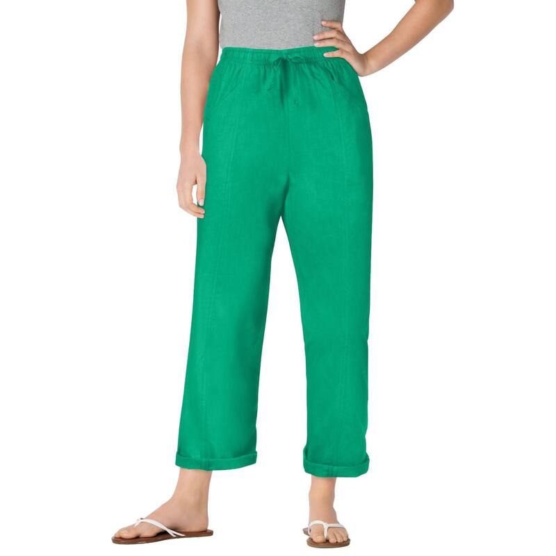 ウーマン ウィズイン レディース ボトムス カジュアルパンツ プラスサイズ Woman Within Plusize The Boardwalk Pantropical Emerald エメラルド