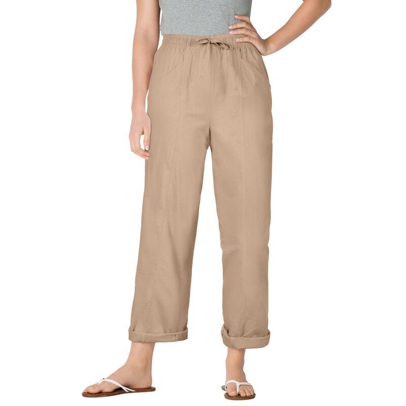 ウーマン ウィズイン レディース ボトムス カジュアルパンツ プラスサイズ プチ Woman Within Plusize Petite The Boardwalk Pant New Khaki カーキ
