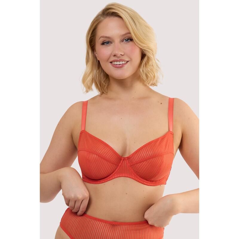 プレイフルプロミス レディース アンダーウェア ブラジャー Playful Promises Veronica Red Microstripe Plunge Bra Red レッド