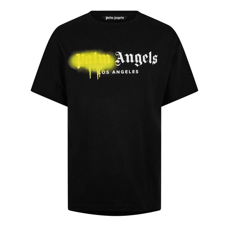 パーム・エンジェルス メンズ トップス Tシャツ Palm Angels Menspray TShirt BlackYellow ブラック