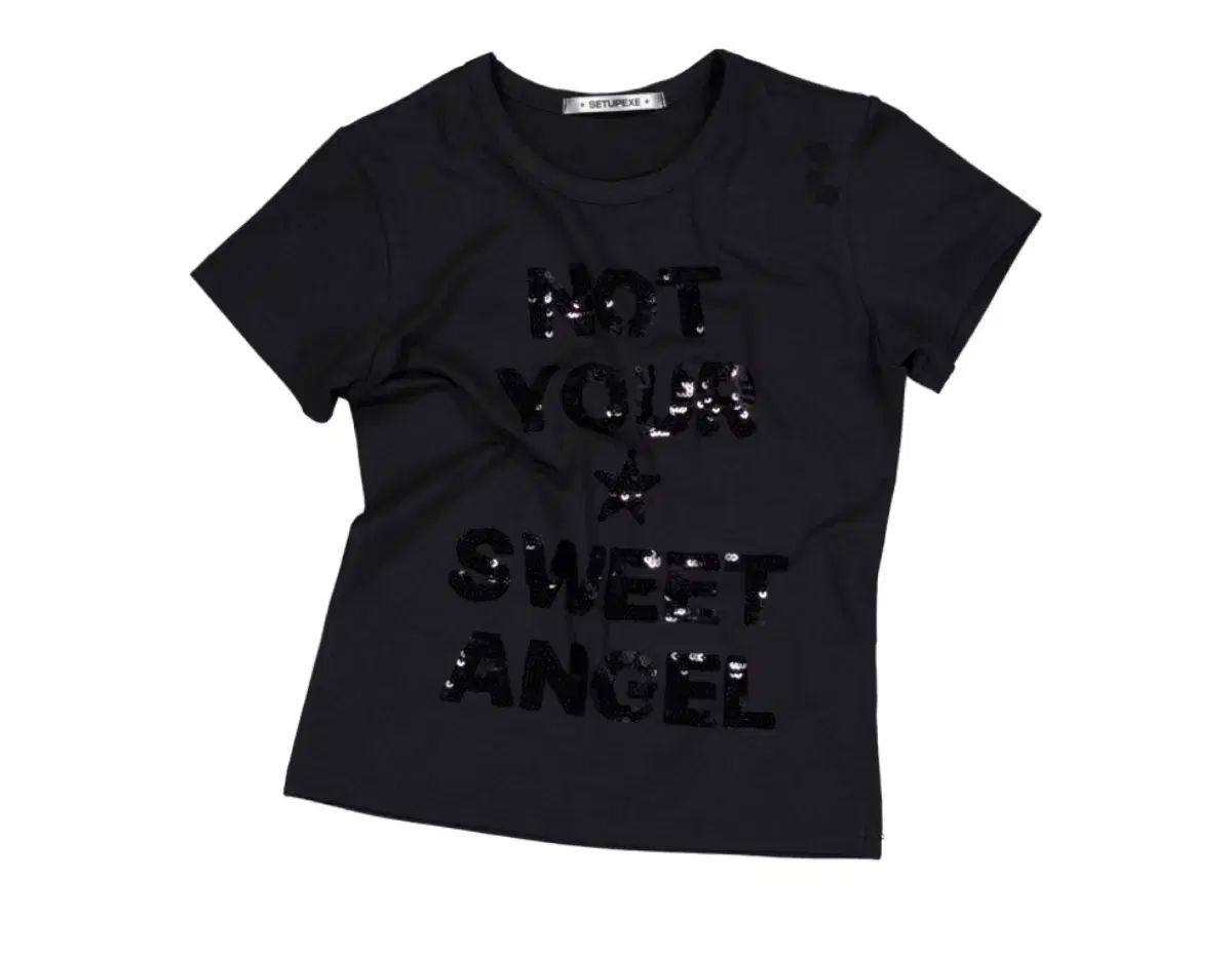 セットアップエクスエックス SEQUIN LETTERING TOP / BLACK