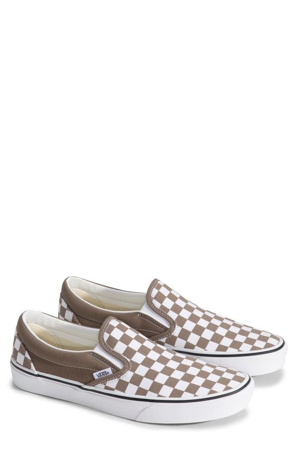 バンズ メンズ シューズ スリッポン・ローファー スニーカー Vans Classic SlipOn Sneaker Checkerboard Walnut チェック