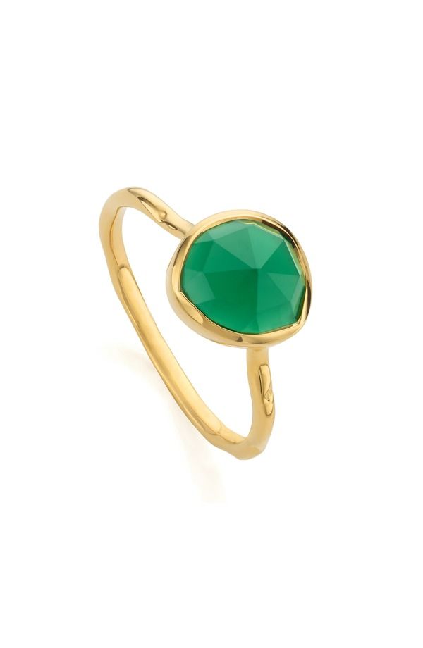 モニカヴィナダー レディース アクセサリー 指輪 Monica Vinader Siren Green Onyx Stacking Ring Yellow Gold イエロー
