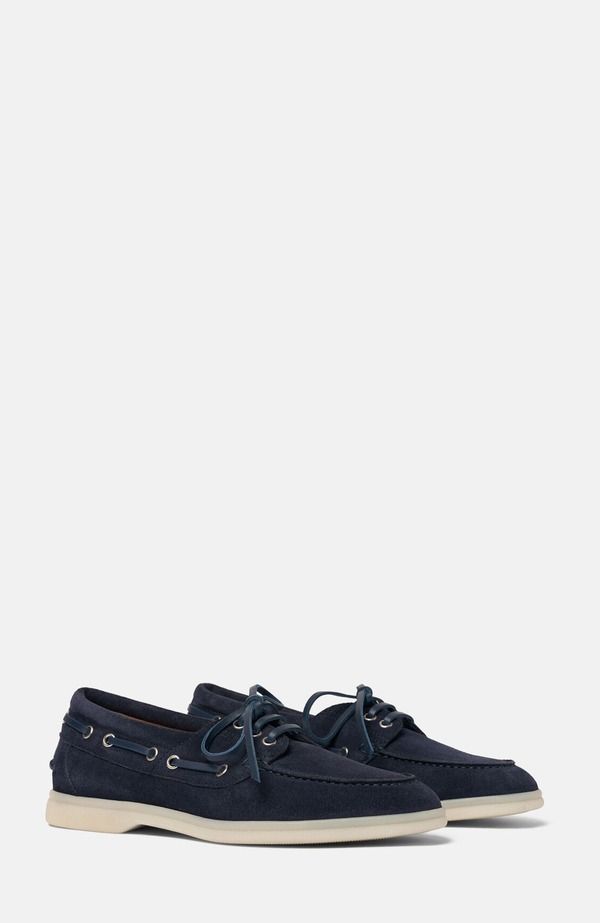 スカロッソ レディース シューズ スリッポン・ローファー SCAROSSO Lia Boat Shoes Blue Suede ブルー