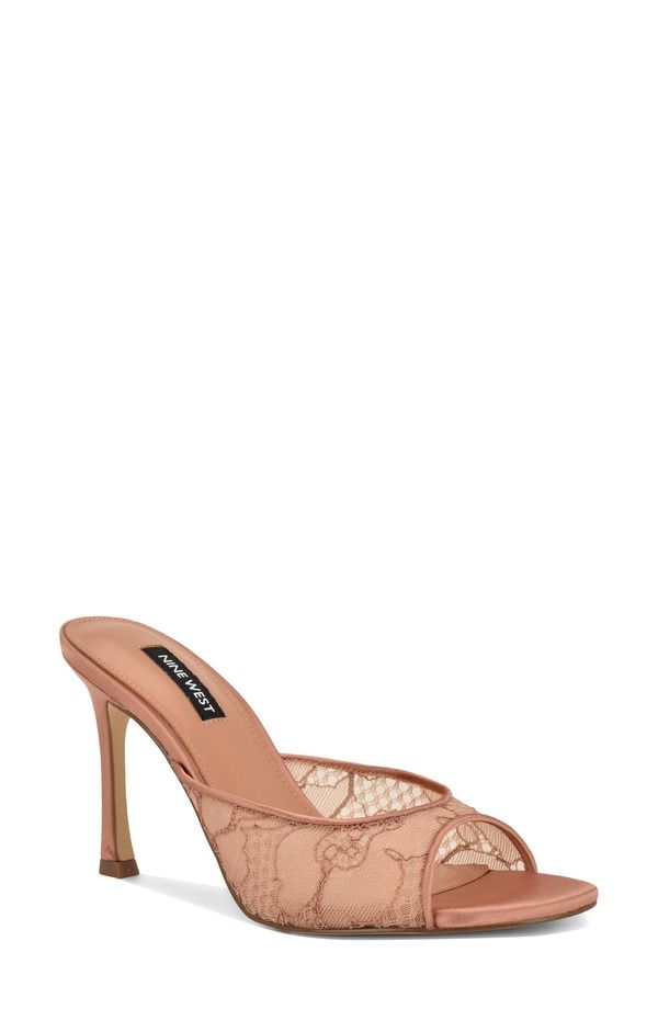 ナインウェスト レディース シューズ ヒール サンダル レース Nine West Kiscop Lace Slide Sandalight Natural