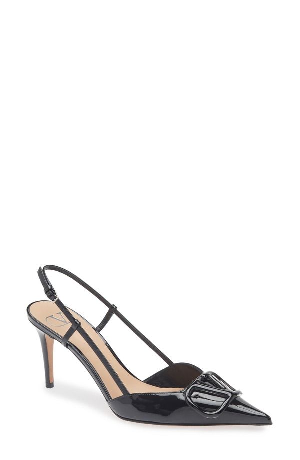 ヴァレンティノ レディース シューズ パンプス ロゴ Valentino Garavani VLOGO Pointed Toe Slingback Pump Nero