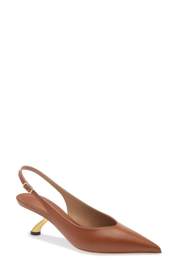 フェラガモ レディース シューズ パンプス ヒール FERRAGAMO Cleya Slingbackitten Heel Pointed Toe Pump Brown ブラウン