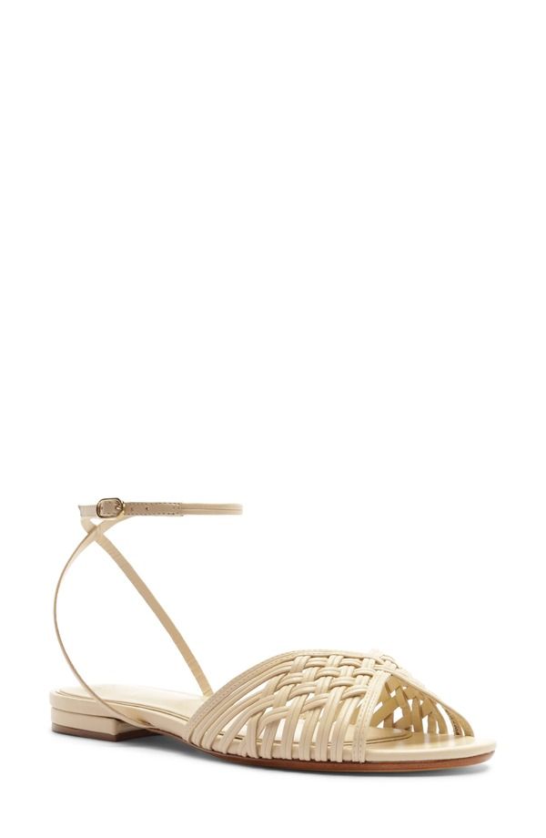 アレクサンドラバードマン レディース シューズ サンダル アンクル Alexandre Birman Lilian Woven Flat Ankle Strap Sandal Eggshell