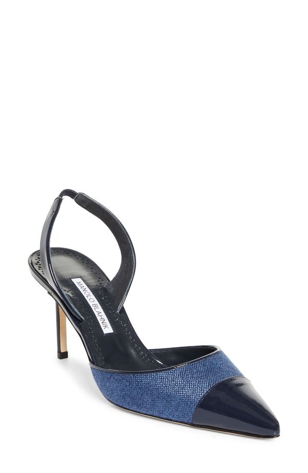 マノロ ブラニク レディース シューズ パンプス キャップ Manolo Blahnik Capsli Cap Toe Slingback Pump Blue Navy ネイビー