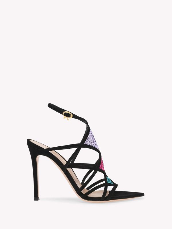 ジャンヴィト ロッシ レディース シューズ サンダル Gianvito Rossi Confetti Sandal Purple Suede And Fabric パープル
